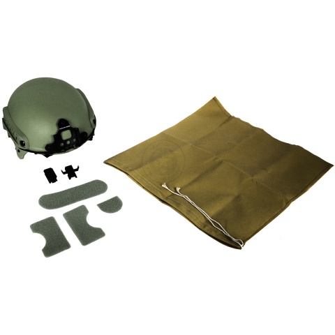 G-Force Tactical IBH Airsoft Helmet with NVG Shroud & Side Rails (Color: OD Green)