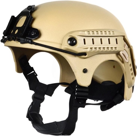 G-Force Tactical IBH Airsoft Helmet w/ NVG Shroud & Side Rails - TAN