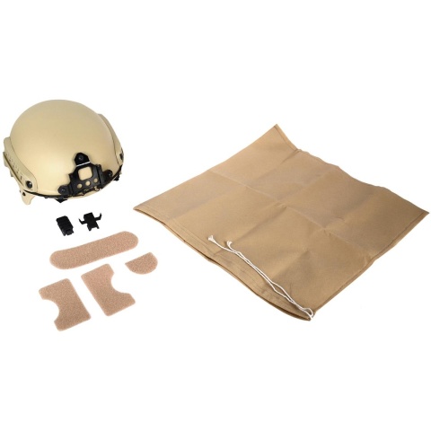 G-Force Tactical IBH Airsoft Helmet w/ NVG Shroud & Side Rails - TAN