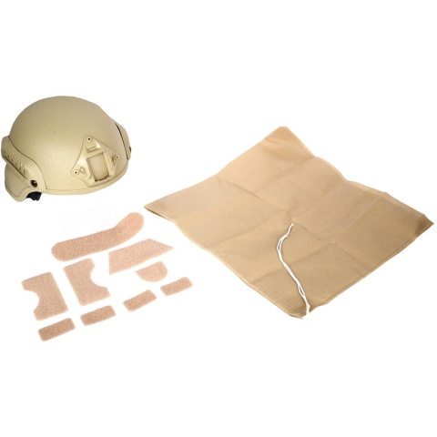 G-Force MICH 2000 Replica Helmet w/ Side Adapter Accessory Rails - TAN