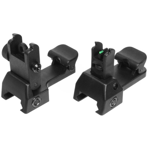 ASG Airsoft Low-Profile Fiber Optic Flip-Up Iron Sights Set