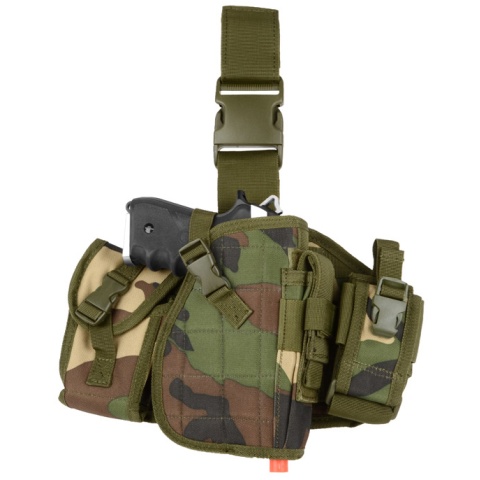 AMA MOLLE Drop Leg Airsoft Pistol Holster - WOODLAND