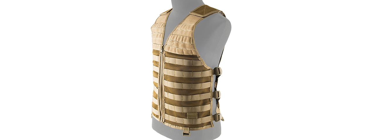 LANCER TACTICAL BREATHABLE MOLLE/PALS ADJUSTABLE MESH VEST (TAN)