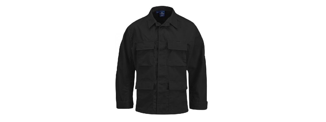 PROPPER POLY/COTTON RIPSTOP MIL-SPEC FOUR POCKET BDU COAT - SMALL (BLACK) - Click Image to Close