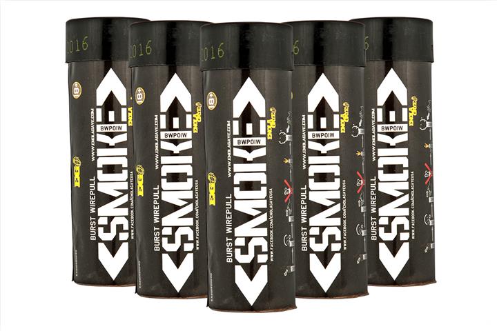 Enola Gaye Pack of 5 Twin Vent Burst High Output Airsoft Wire Pull Smoke Grenade (Color: Black) - Click Image to Close