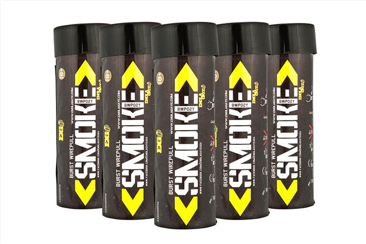 Enola Gaye Pack of 5 Twin Vent Burst High Output Airsoft Wire Pull Smoke Grenade (Color: Yellow) - Click Image to Close