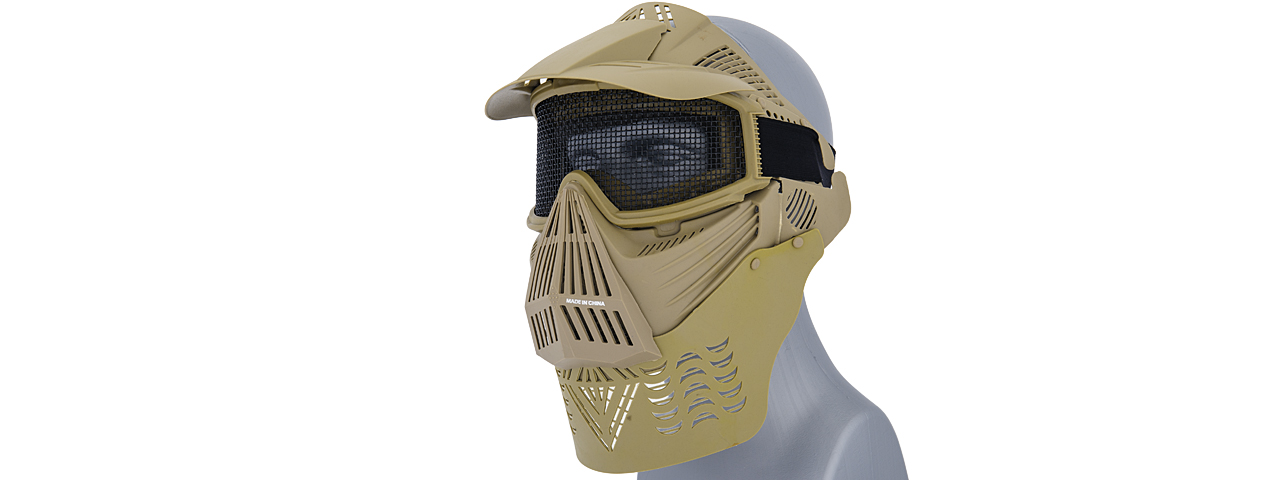 G-FORCE COMPLETE PROTECTION WIRE MESH AIRSOFT FACE MASK - TAN - Click Image to Close