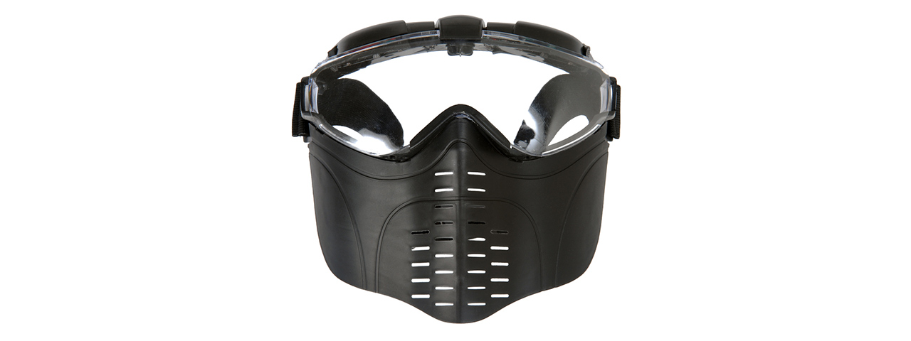UK ARMS AIRSOFT TACTICAL GOGGLE W/ VENTED FACE GUARD AND FAN - BLACK - Click Image to Close