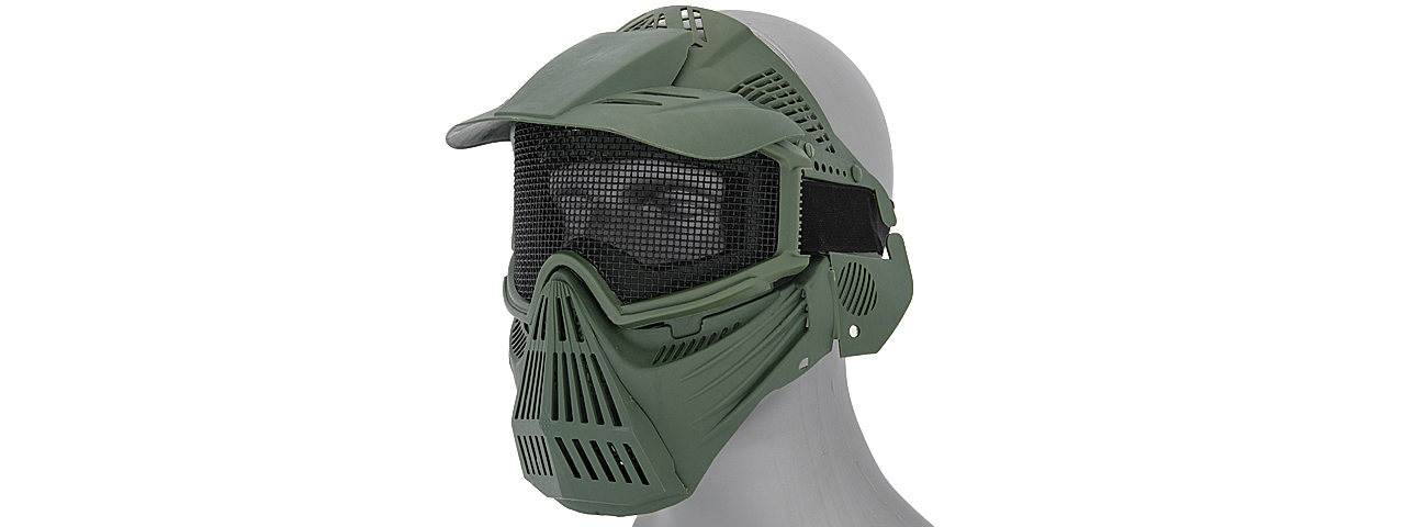 2608G FULL MASK w/MESH EYE PROTECTION & VISOR (OD GREEN) - Click Image to Close