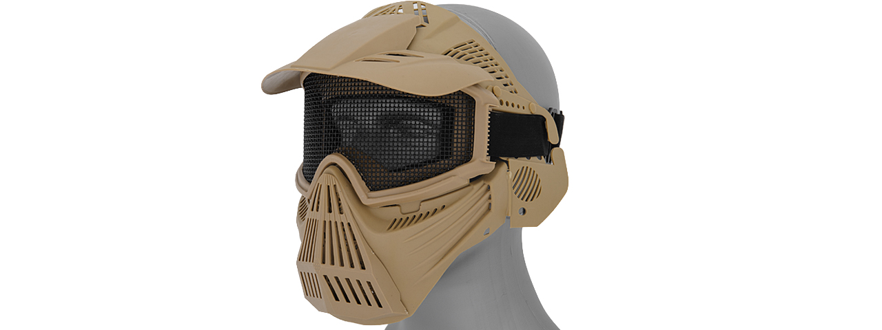 2608T FULL MASK w/MESH EYE PROTECTION & VISOR (TAN) - Click Image to Close