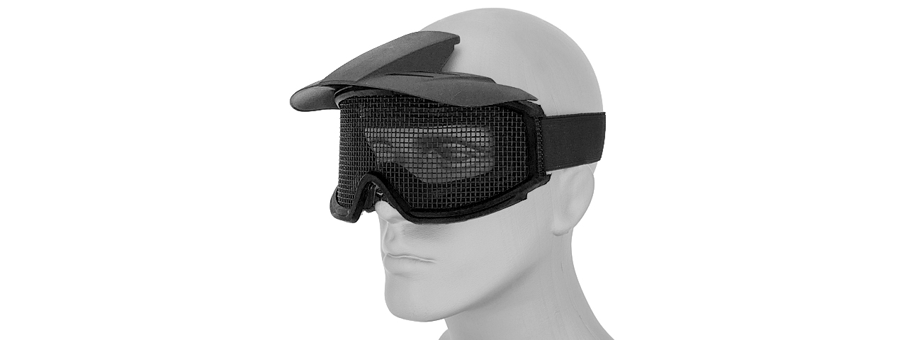 2610B WIRE MESH GOGGLES w/ VISOR (BLACK) - Click Image to Close