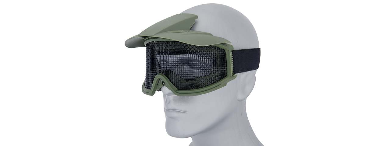 2610G WIRE MESH GOGGLES w/ VISOR (OD GREEN) - Click Image to Close