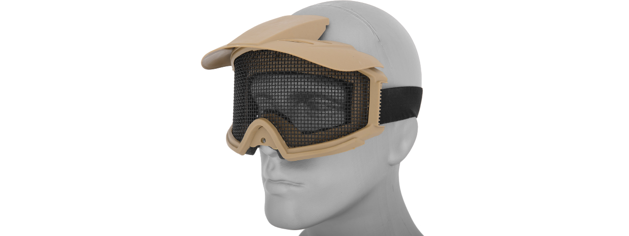 2610T WIRE MESH GOGGLES w/ VISOR (TAN) - Click Image to Close