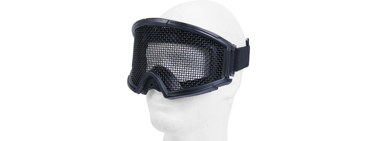 2611B TACTICAL GEAR STEEL MESH GOGGLES WITH VISOR (BLACK) - Click Image to Close