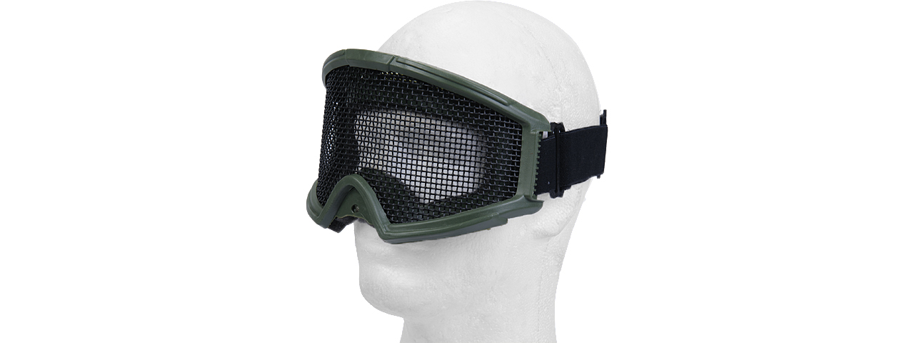 2611G TACTICAL GEAR STEEL MESH GOGGLES WITH VISOR (OD GREEN) - Click Image to Close