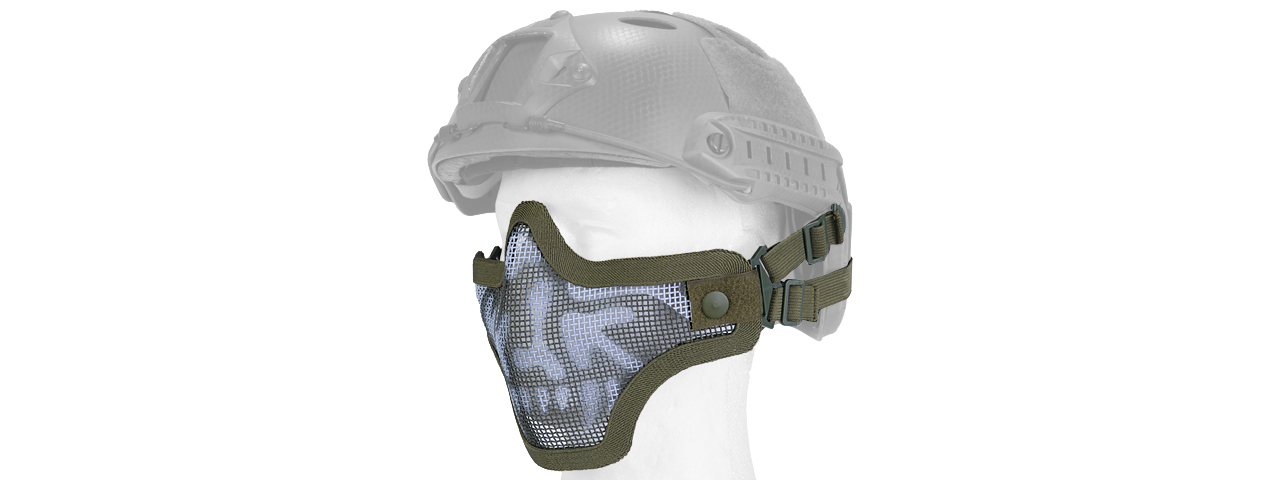 AC-103OH METAL MESH HALF MASK (OD GREEN & SKULL) HELMET VERSION - Click Image to Close