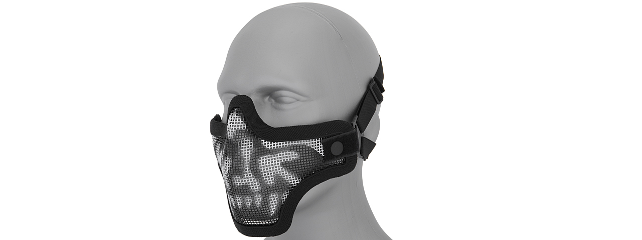AC-103S METAL MESH HALF MASK (BW SKULL) DOUBLE STRAP VERSION - Click Image to Close
