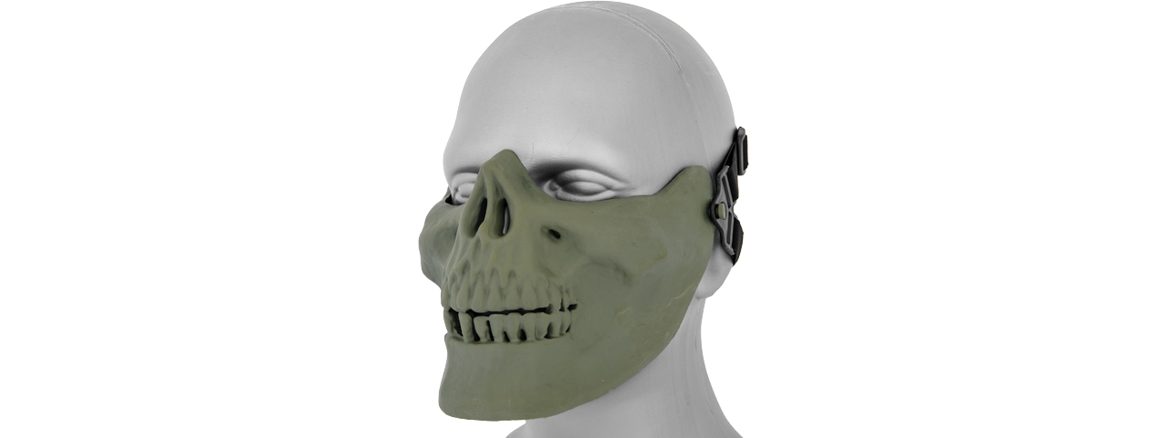 UK ARMS AIRSOFT TACTICAL SKULL LOWER HALF FACE MASK - GREEN - Click Image to Close