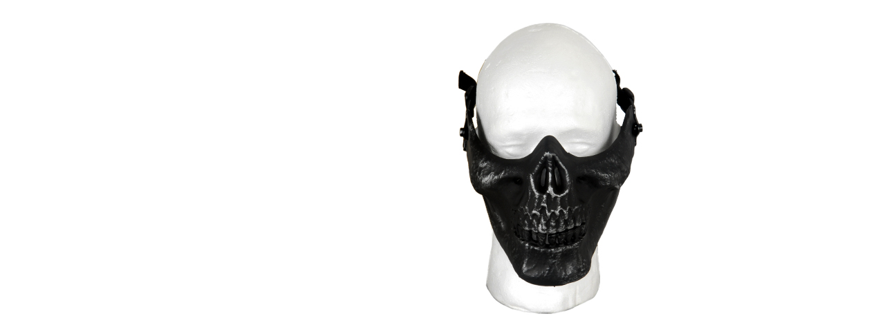 UKARMS AC-104S Tactical Skull Skeleton Half Mask for Airsoft in Black and Silver - Click Image to Close