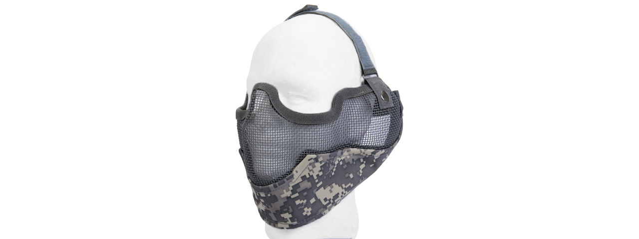 AC-108A METAL MESH HALF MASK w/EAR PROTECTION (ACU) - Click Image to Close