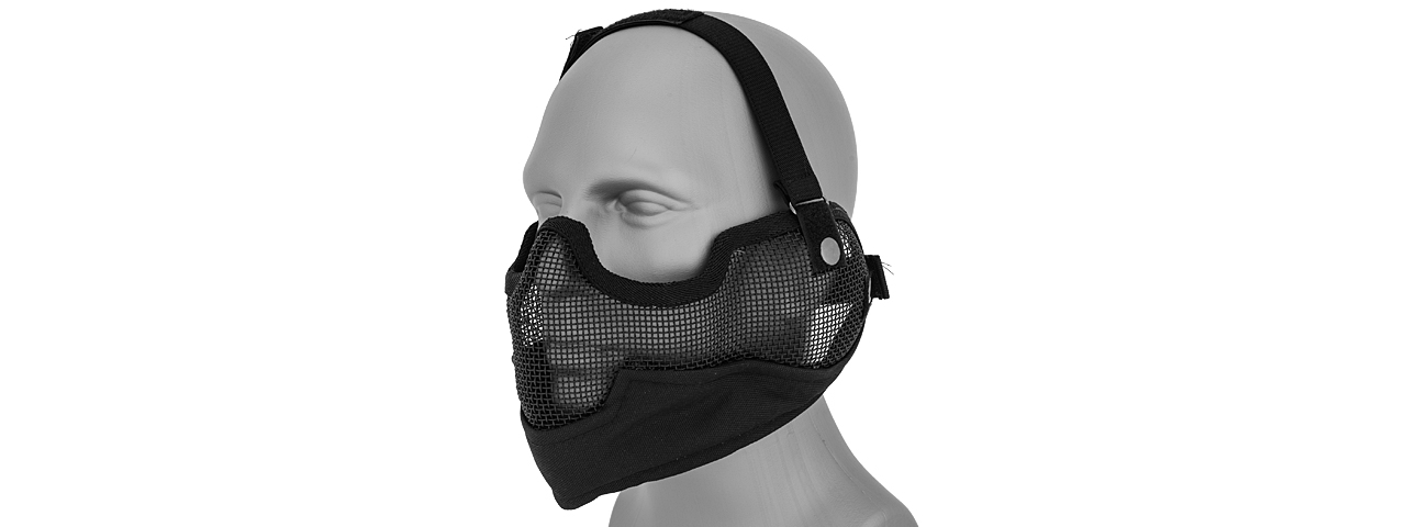 AC-108B METAL MESH HALF MASK w/EAR PROTECTION (BLACK) - Click Image to Close