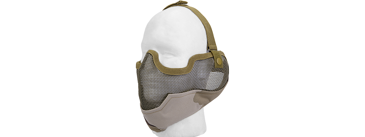 AC-108D3 METAL MESH HALF MASK w/EAR PROTECTION (3 COLOR DESERT) - Click Image to Close
