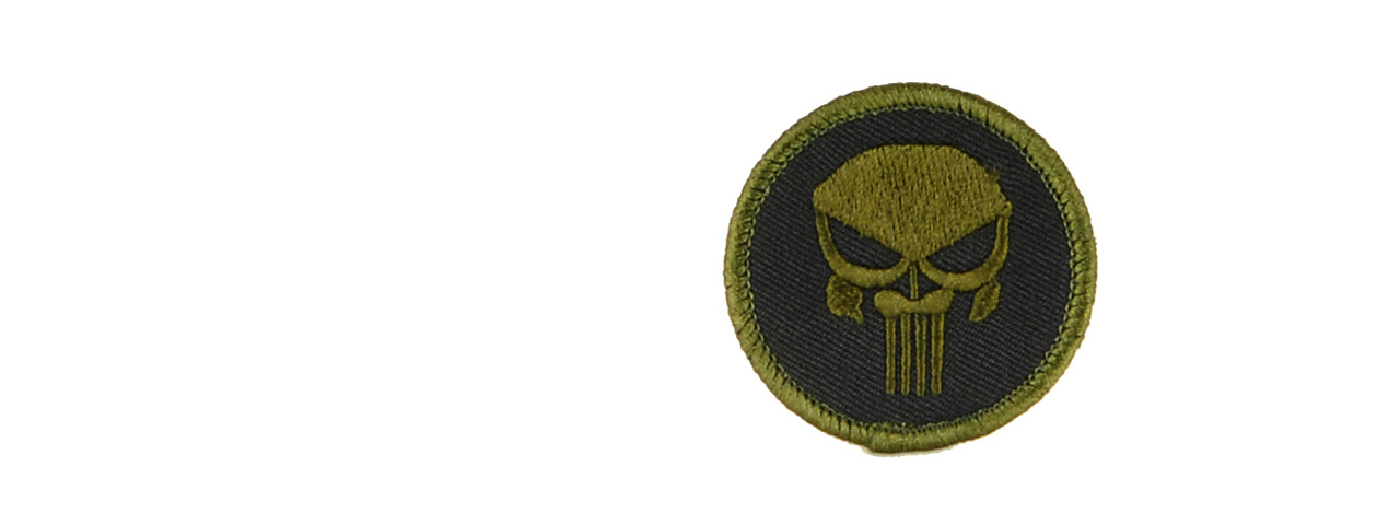 UKARMS AC-113 Punisher Skull Circle Black and OD Green Velcro Patch - Click Image to Close