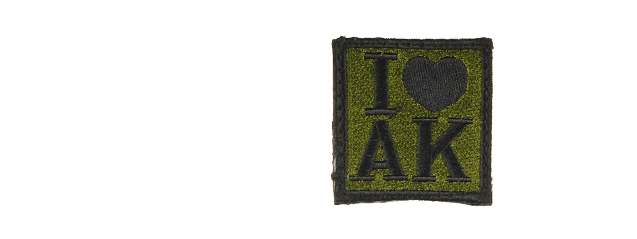 UKARMS AC-115 I Heart AK Black and OD Green Velcro Patch - Click Image to Close