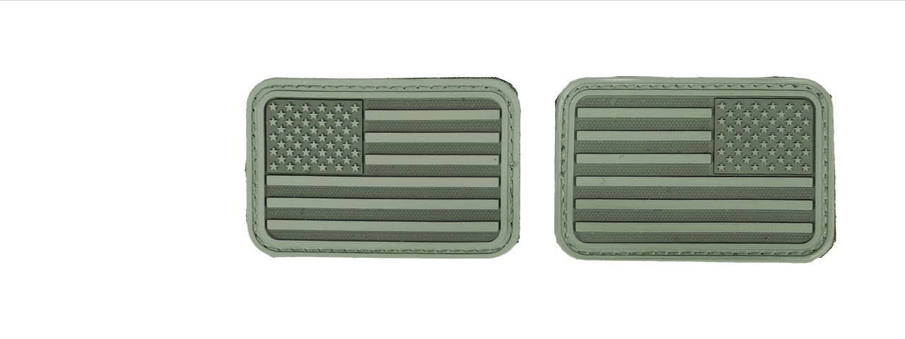 AC-139G OD Green Rubber USA Flag Forward and Reverse Patches, set of 2 - Click Image to Close
