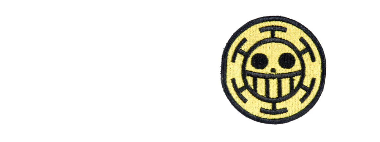 UK ARMS AIRSOFT HOOK AND LOOP BASE TRAFALGAR LAW PATCH - BLACK/YELLOW - Click Image to Close