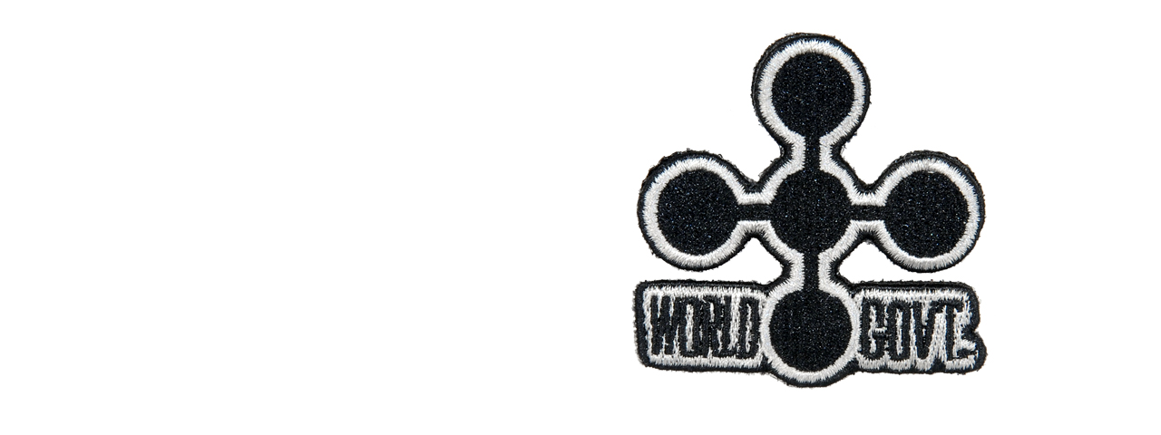 UK ARMS AIRSOFT HOOK AND LOOP BASE WORLD GOVERNMENT PATCH - BLACK/WHITE - Click Image to Close