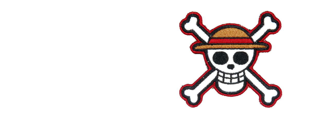 UK ARMS AIRSOFT HOOK AND LOOP BASE STRAW HAT PIRATES PATCH - TAN/WHITE - Click Image to Close