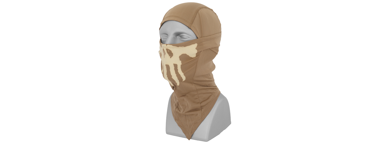 AC-176T Glow-in-the-Dark Skull Balaclava in Tan - Click Image to Close