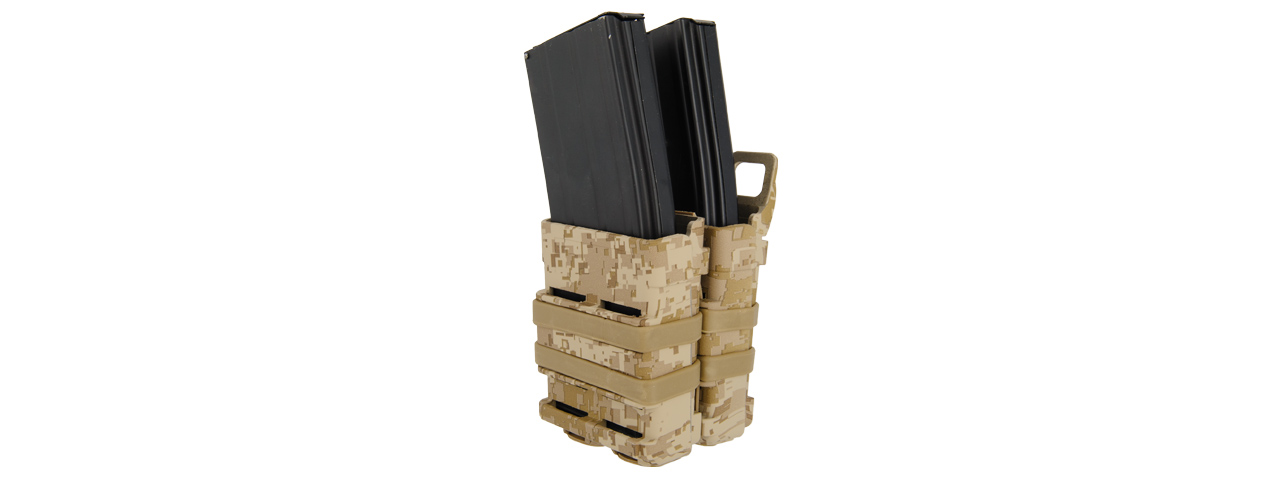 AC-213D QUICK DOUBLE M4 MAGAZINE POUCH (COLOR: DESERT DIGITAL) - Click Image to Close