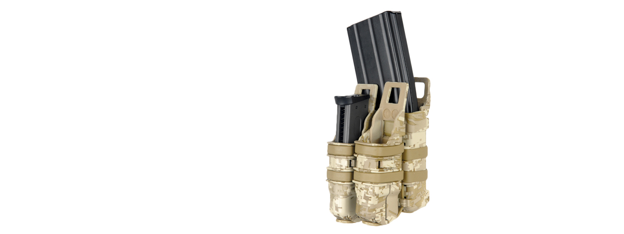 AC-214D QUICKmAG SINGLE RIFLE MAG + TWIN PISTOL MAG POUCH (COLOR: DESERT DIGITAL) - Click Image to Close