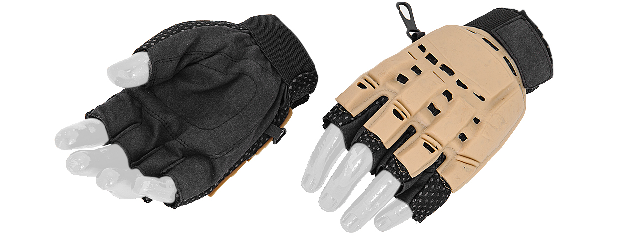 Lancer Tactical Half Finger Paintball Glove (Color: Tan / Size: XL) - Click Image to Close