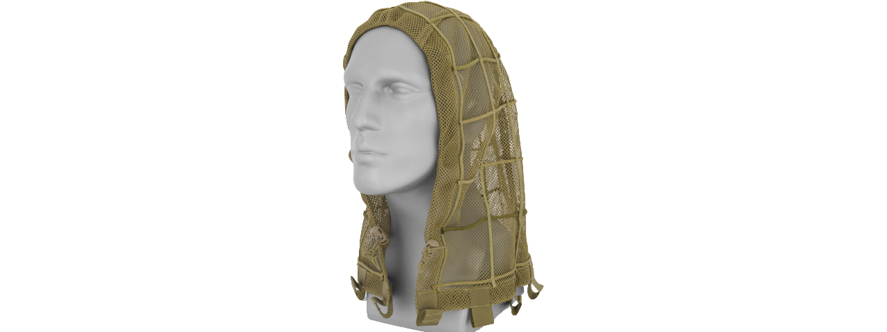 AIRSOFT TACTICAL GHILLIE HOOD - KHAKI - Click Image to Close