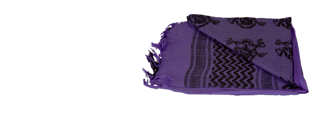 AC-3083 Shemagh, Tactical Skull Pattern in Purple - Click Image to Close
