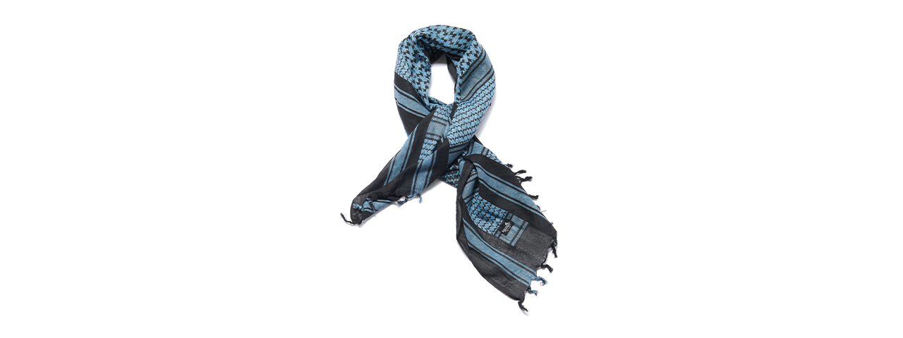 Lancer Tactical Multi-Purpose Shemagh Face Head Wrap - (Blue/Black) - Click Image to Close