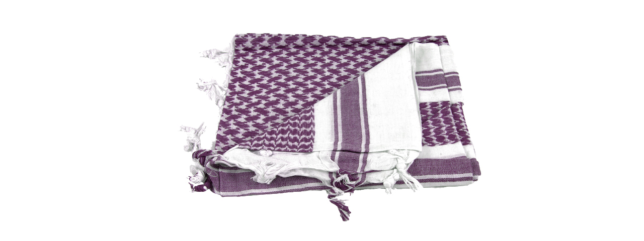 AC-3091 Shemagh, White & Purple - Click Image to Close