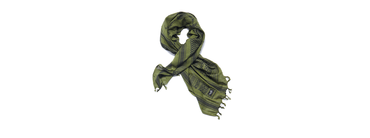 Lancer Tactical Multi-Purpose Shemagh Face Head Wrap - (OD Green/Spartan Logo) - Click Image to Close