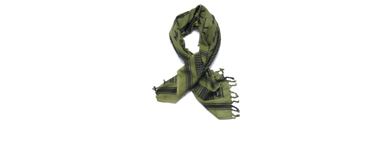 Lancer Tactical Multi-Purpose Shemagh Face Head Wrap - (OD Green/M16 Logo) - Click Image to Close