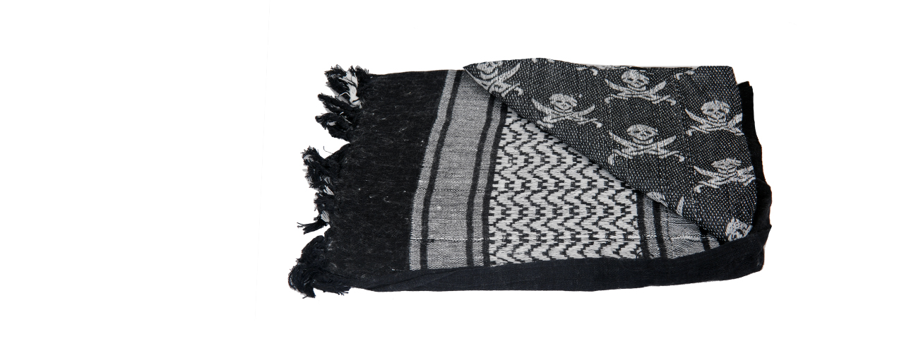 AC-3101 Shemagh, Jolly Roger Pattern, Black/White - Click Image to Close
