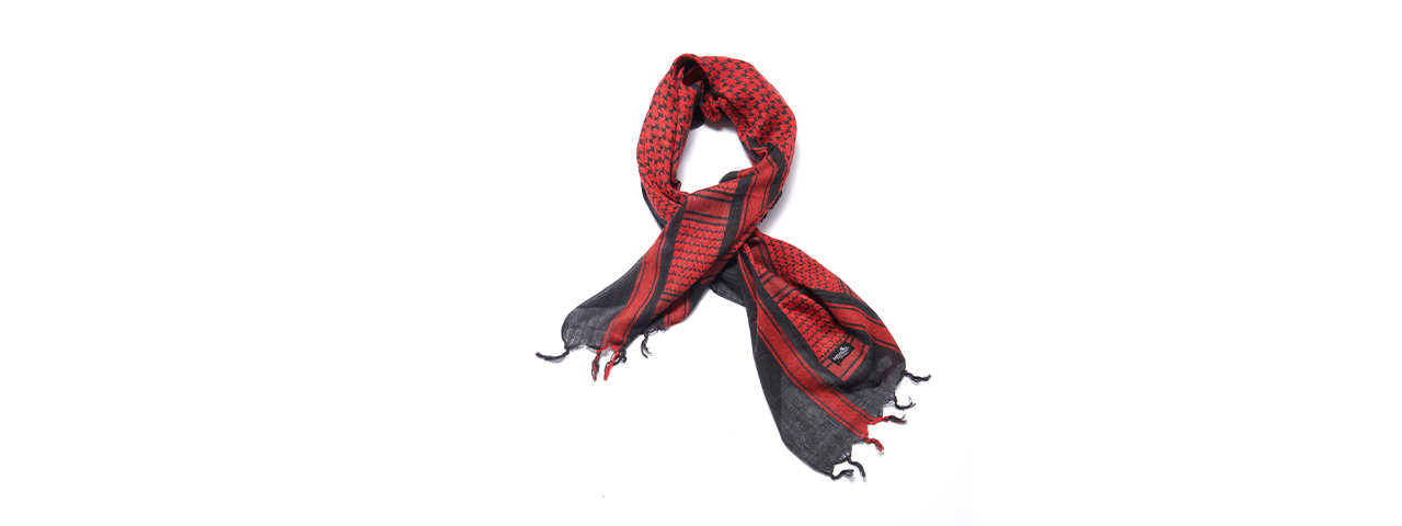 Lancer Tactical Multi-Purpose Shemagh Face Head Wrap (BLACK / RED) - Click Image to Close