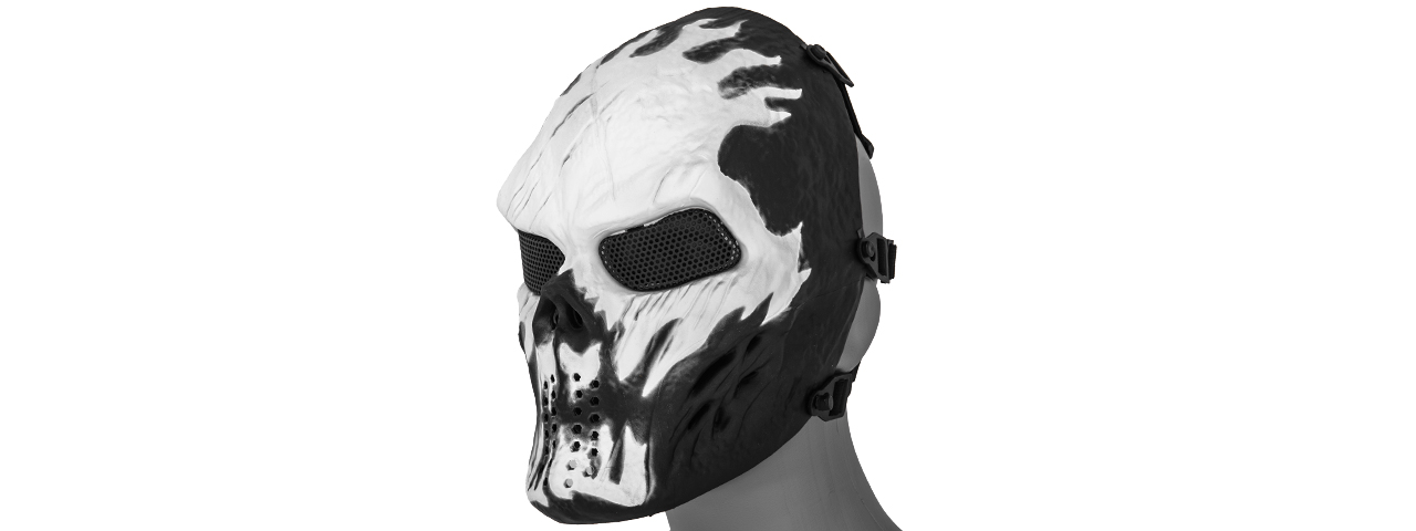 AC-319J VILLAIN MESH FACE MASK (WHITE FLAMES) - Click Image to Close