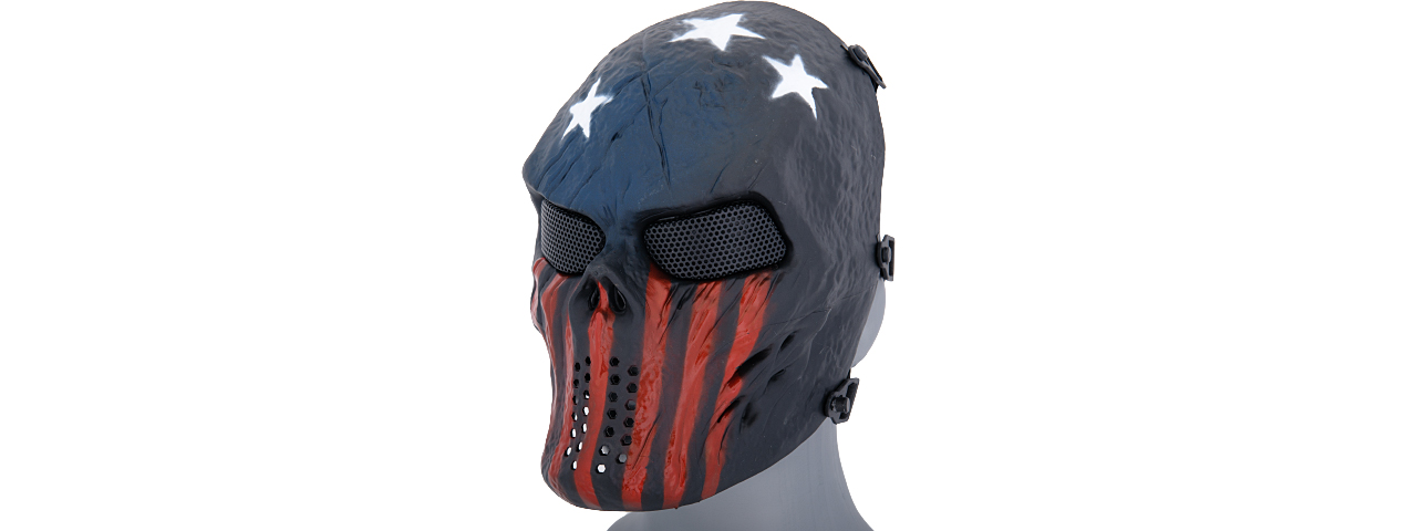 AC-319R VILLAIN SKULL MESH FACE MASK (STARS & STRIPES) - Click Image to Close