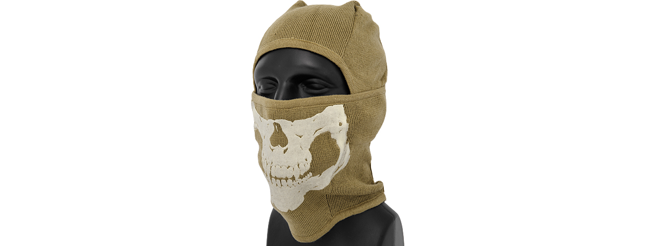 AC-381KH TACTICAL "WINTER" GLOW-IN-DARK SKULL BALACLAVA (COLOR: KHAKI) - Click Image to Close