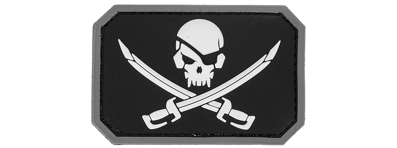 AC-393E PIRATE CUTLASS CROSS PVC PATCH (BW) - Click Image to Close