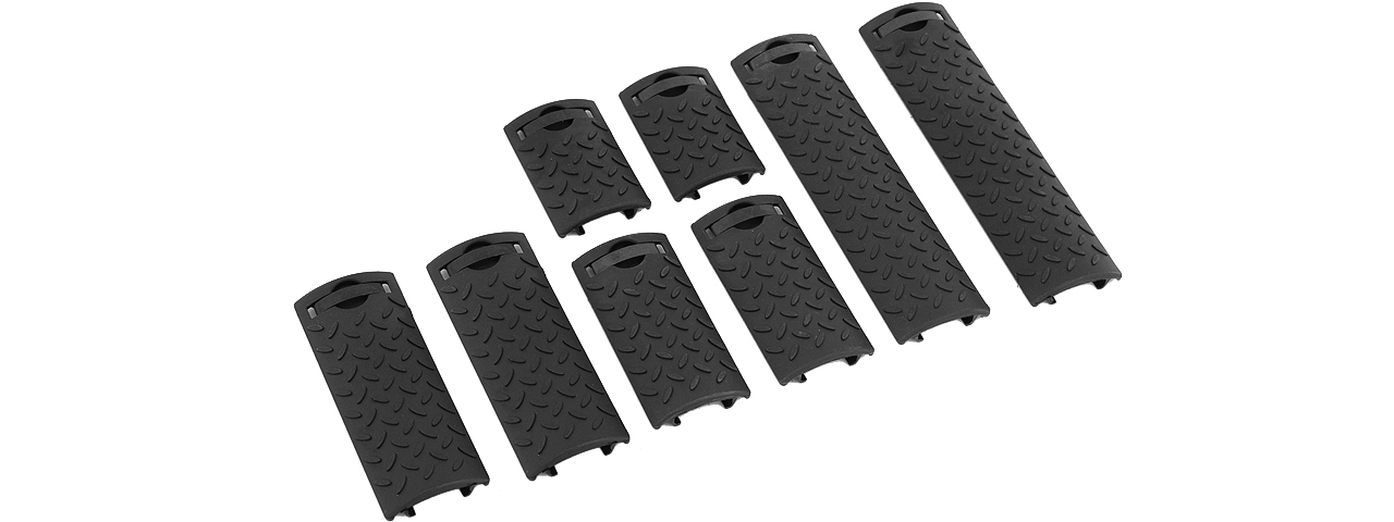 AC-427B DIAMOND PLATE RAIL COVER 8PC SET (COLOR: BLACK) - Click Image to Close