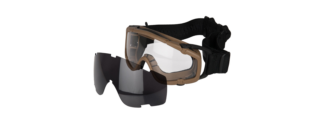 AC-444TF SI BALLISTIC GOGGLE FAN VERSION w/2 LENS (FRAME COLOR: TAN) - Click Image to Close